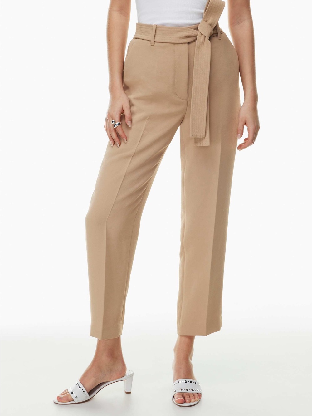 Wilfred Cropped Tie-Waist Pants in Khaki